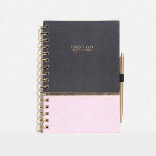 Cuaderno Con Espiral Y Lapicera Dorada