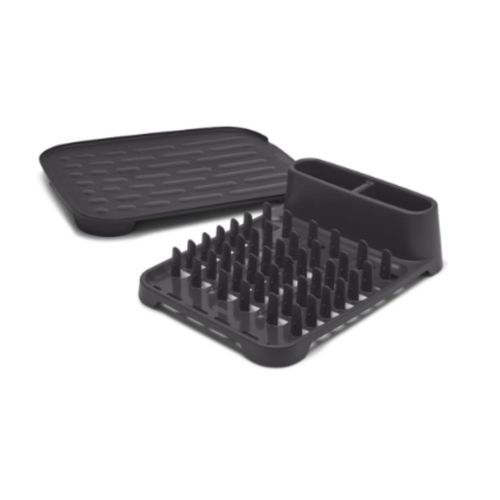 Escurridor De Plastico Negro + Bandeja Escurridora