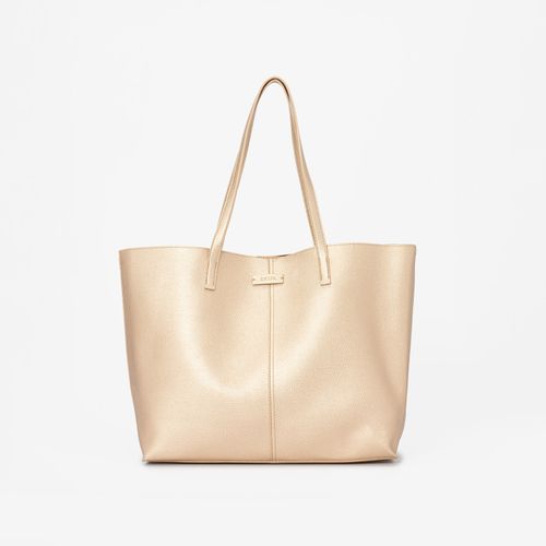 Shopper Con Doble Manija Corta De Hombro Dorado