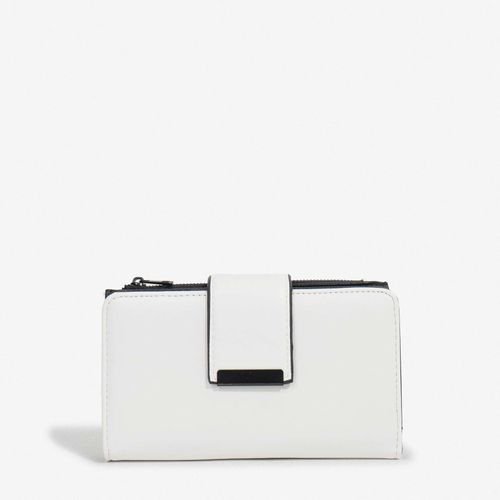 Billetera Formato Fichero Con Solapa Y Broche A Presión Blanco Y Negro
