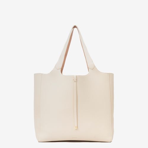 Shopper Reversible Con Detalle De Tira Colgante Y Doble Asa Corta De Hombro Crema