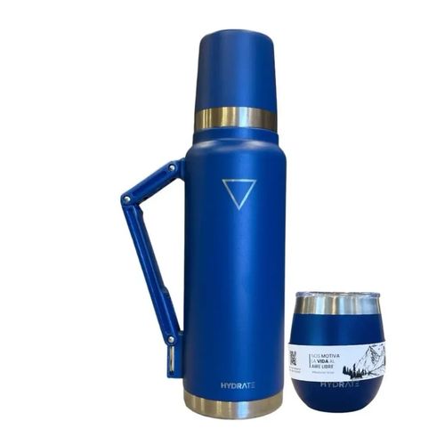 Promo Termo Mate 1200 Ml Azul Mas Guampa De Regalo