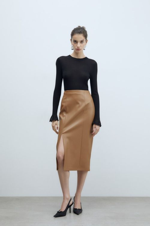 Pollera Midi Efecto Piel