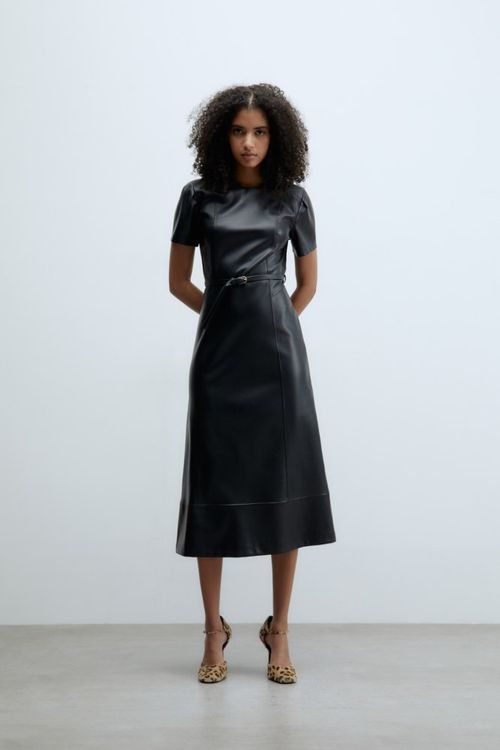 Vestido Midi Efecto Piel