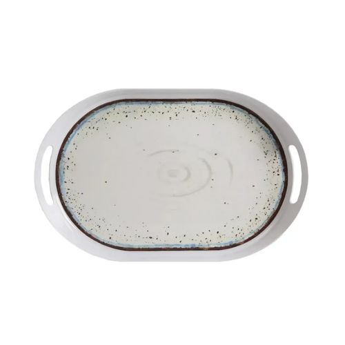 Bandeja Oval De Melamina Con Asa 53X35Cm Nature