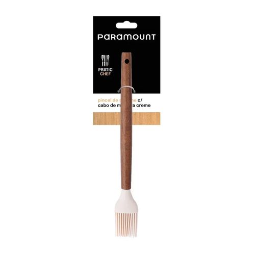 Pincel De Silicona Con Mango De Madera Crema
