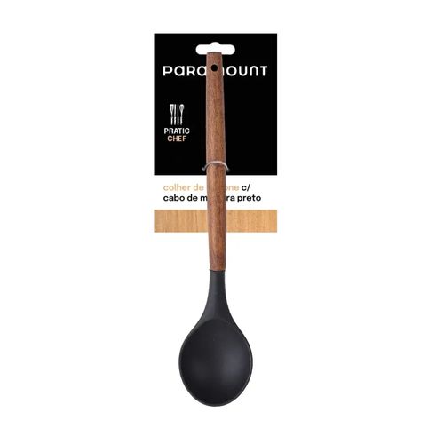 Cuchara De Silicona Con Mango De Madera Negro