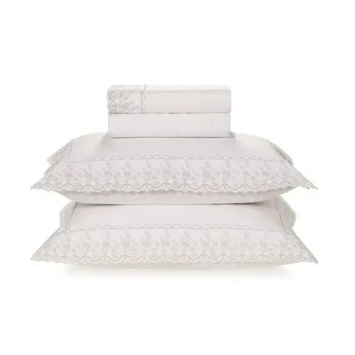 Juego De Sabana Antonia Queen Blanco/Prata