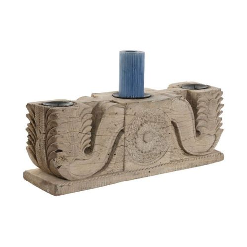 Portavela Madera Tallada 43X10X14 5 Pieza Unica