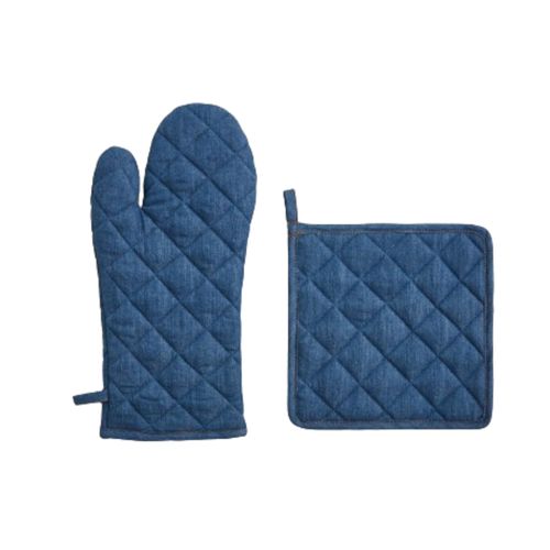 Set Manopla Y Agarrador Denim Am Azul