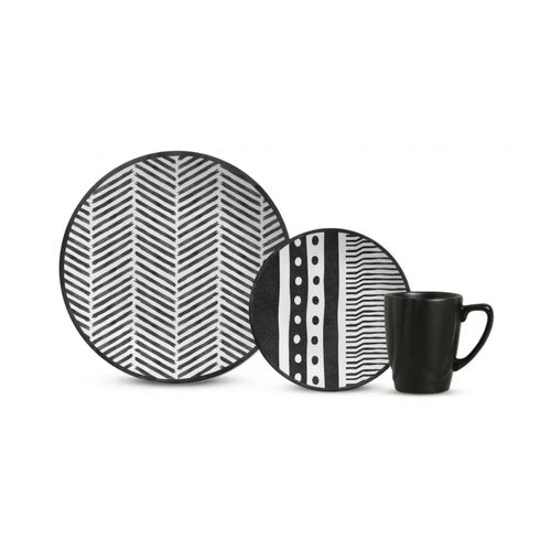 Juego De Vajillas 12 Pzs Etnica Con Taza Mug Matte