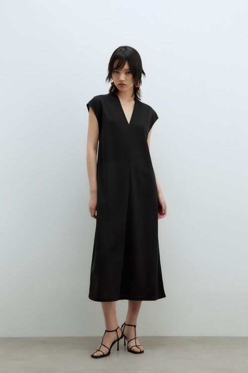 Vestido Basico Efecto Lino