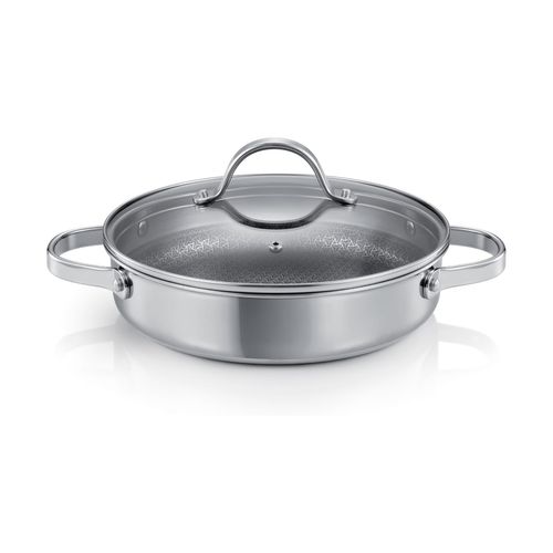 Sartén Honda Con Tapa 24Cm 2 Asas Steelcraft