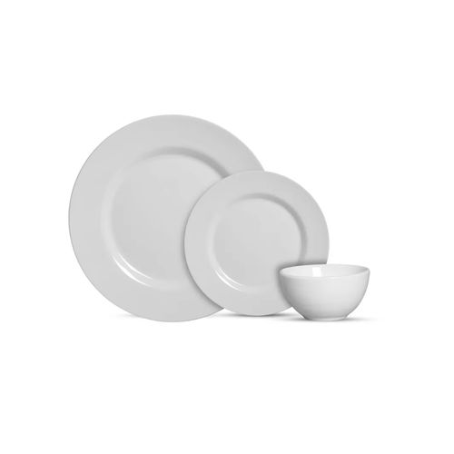 Juego De Vajillas 12 Pzs Blanco Liso Con Bowl Blanco Nieve