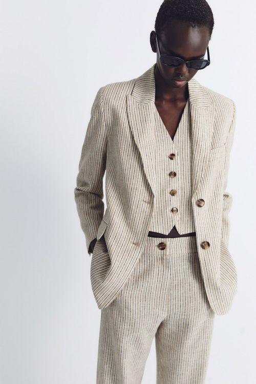 Blazer Lino Rayas