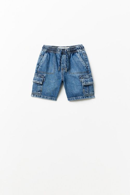 Bermuda Denim Cargo Cintura Goma