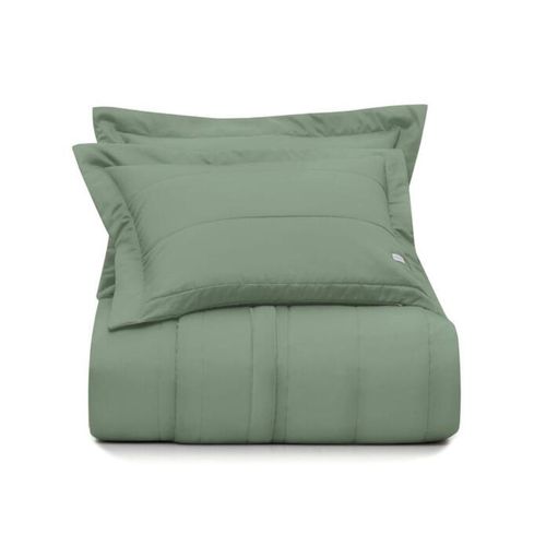 Juego Cubrecama Liso 300 Hilos Básica 3,00M X 3,00M Verde Agave