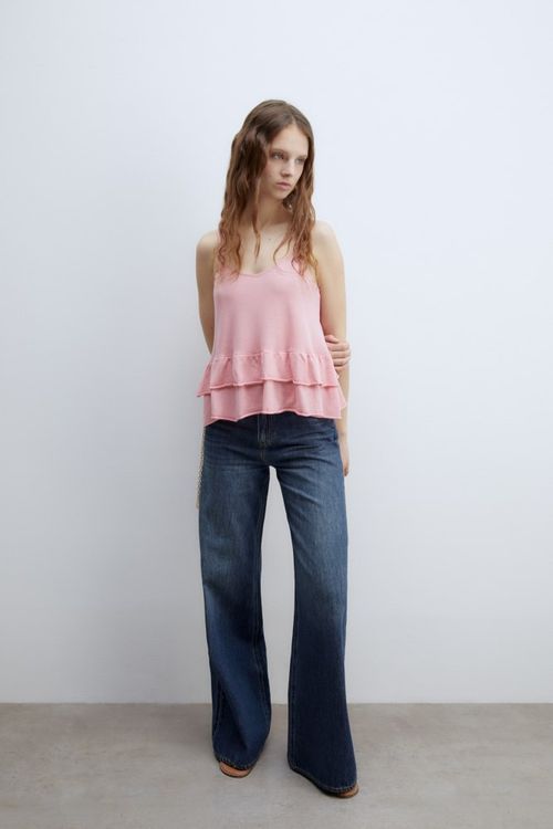 Blusa Top Tirantes Volante Bajo