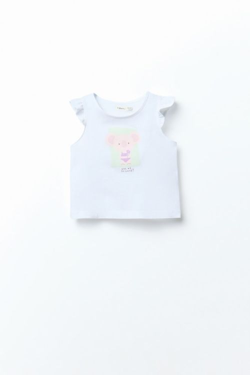 Remera Manga Volante Print