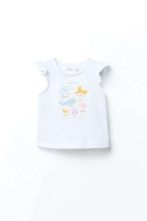 Remera Manga Volante Print