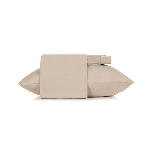Juego De Sabana Simples 3Pc Malha 100%Alg 1,93Mx2,03Mx40Cm Beige Mocha