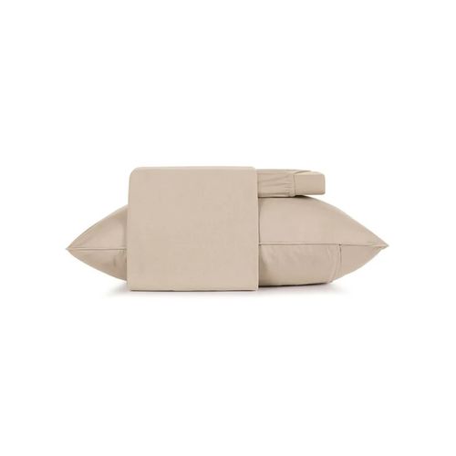 Juego De Sabana Simples 3Pc Malha 100%Alg 1,58Mx1,98Mx40Cm Beige Mocha