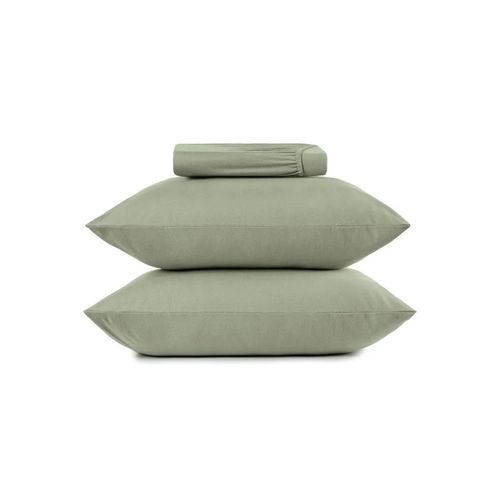 Juego De Sabana Simples 3Pc Malha 100%Alg 1,58Mx1,98Mx40Cm Verde Bond