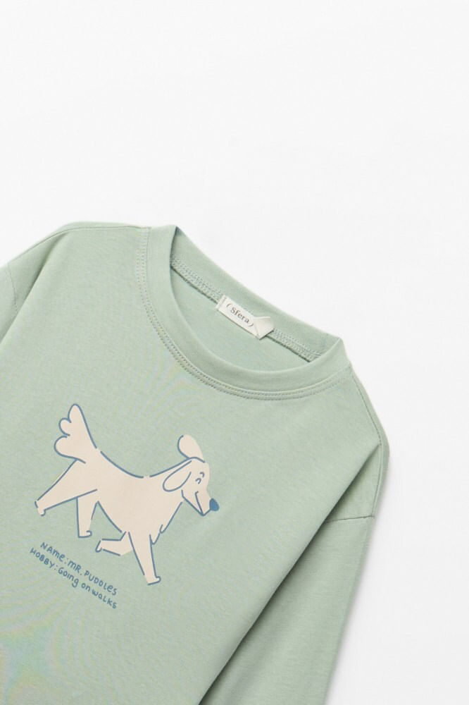 Remera Manga Larga Estampada Perro
