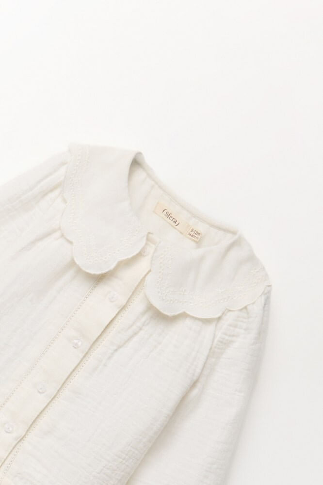 Blusa Manga Larga Bambula Cuello Bebe