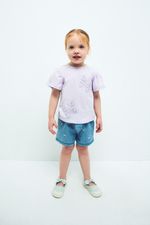 Short Light Denim Aop Bordado