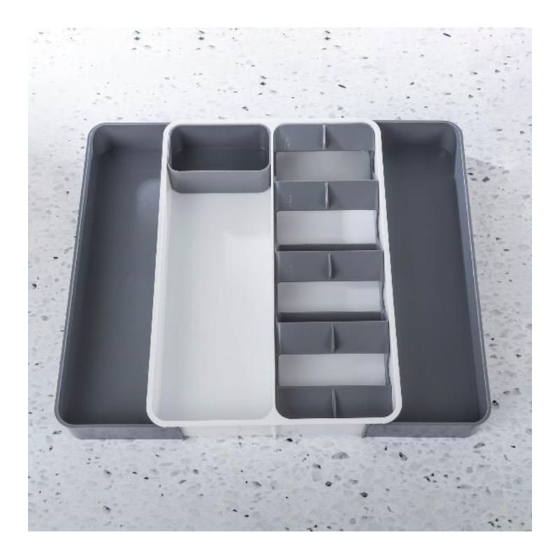 Organizador Para Utensilios Cajon Expandible 8Serv Blanco/Gris Plast